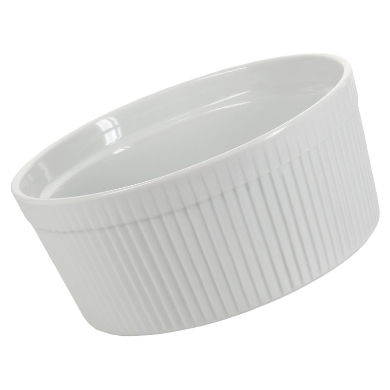 White Glazed Porcelain Round 1.5-Quart Soufflé Dish