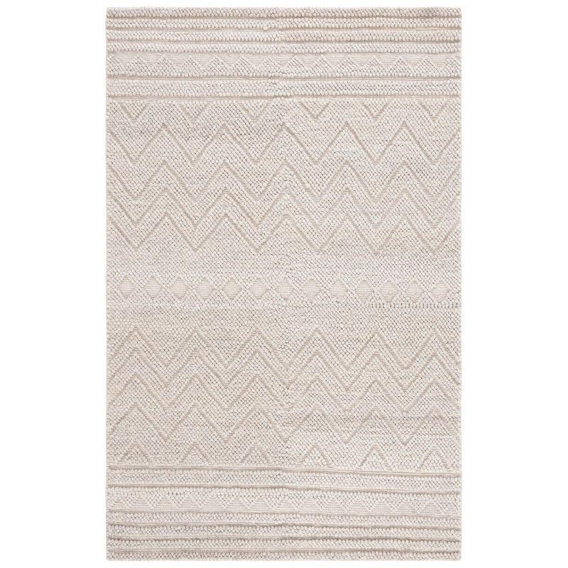 Natura Hand Woven Wool Pet Cotton Chevron Rug in Beige, Rectangle 3' x 5'