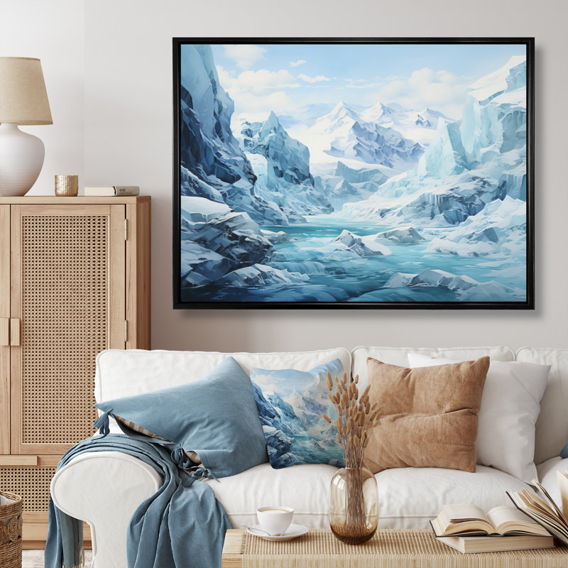 Banessa Antartica Frozen Expedition Abstract, H 30 po x l 40 po x P 1,5 po, Cadre flottant noir