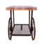 Table de bout rectangulaire industrielle avec plateau en chêne et gris antique, roulettes pour les activités artisanales