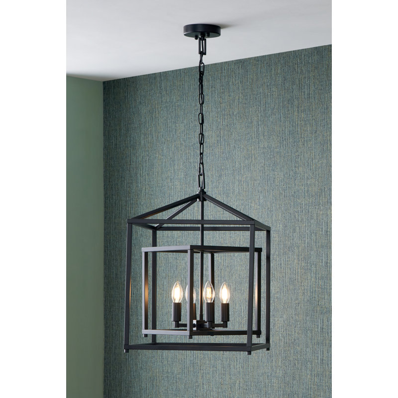 Anis 4-Light Lantern Chandelier, Matte Black