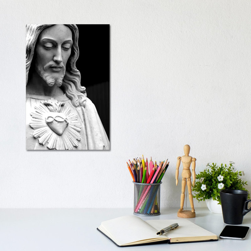 Jesus Christ Black & White - Wrapped Canvas Print, 20.32 cm H x 30.48 cm W