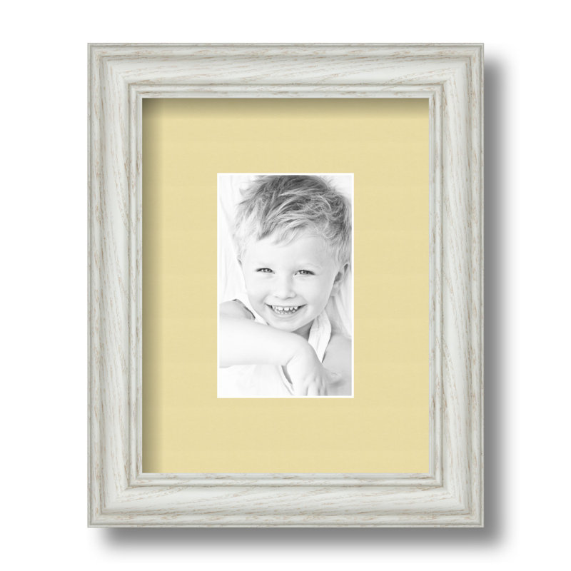 Off White Wood Picture Frame with Mat, Buttercup