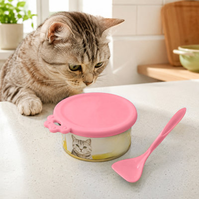 Fermeture en silicone avec cuillère pour animal de compagnie, rose