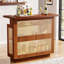 47.24 Inches Farmhouse Caramel Brown Rattan Home Bar Unit (Not Include Stools)