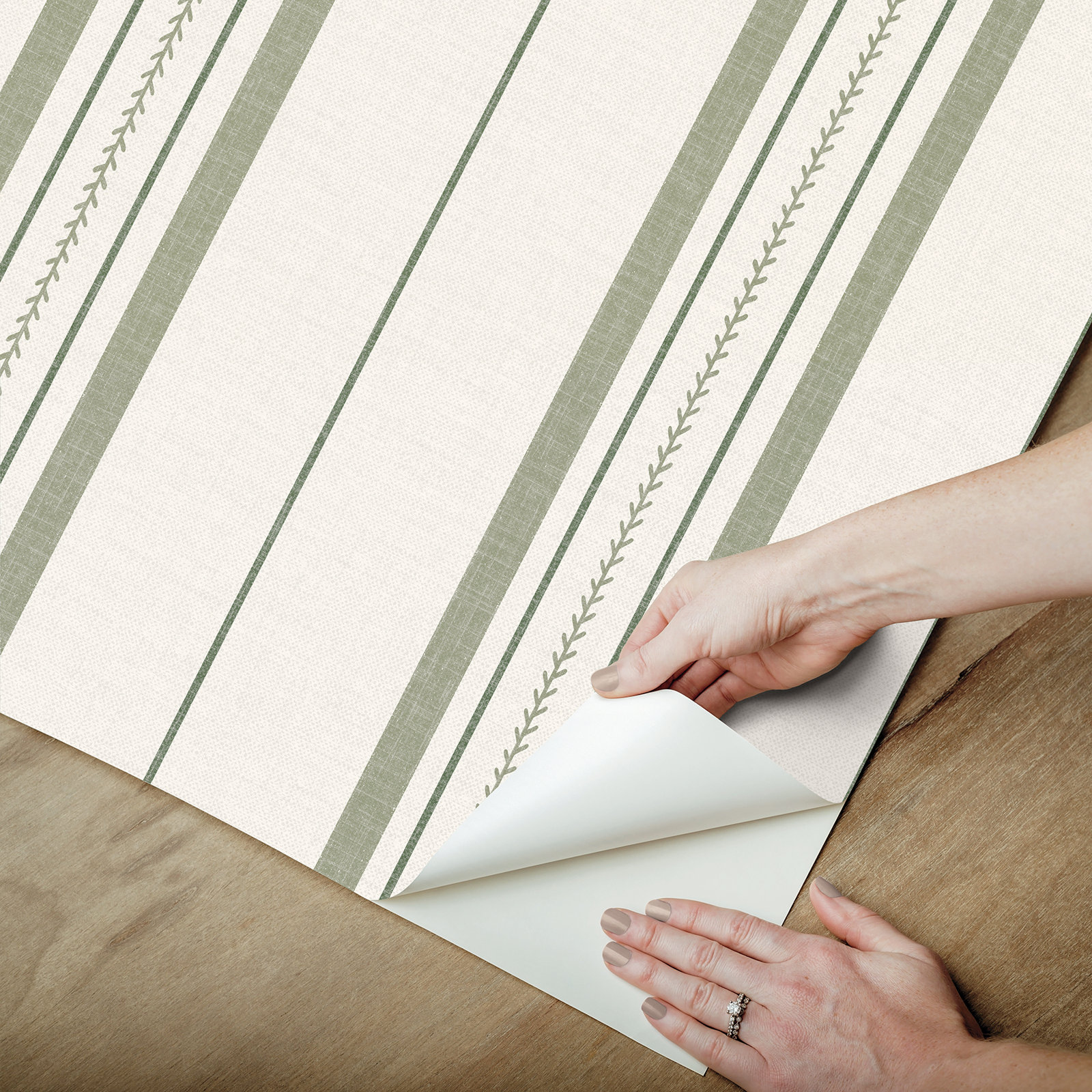 Townhouse Stripe Ivy Peel and Stick Wallpaper, Green