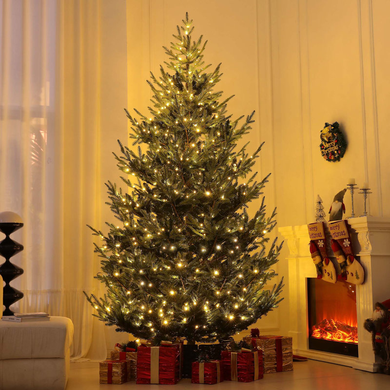 Arbre de Noël artificiel à charnière 9 pi avec 300 lumières DEL bicolores et branches 1939, 9'