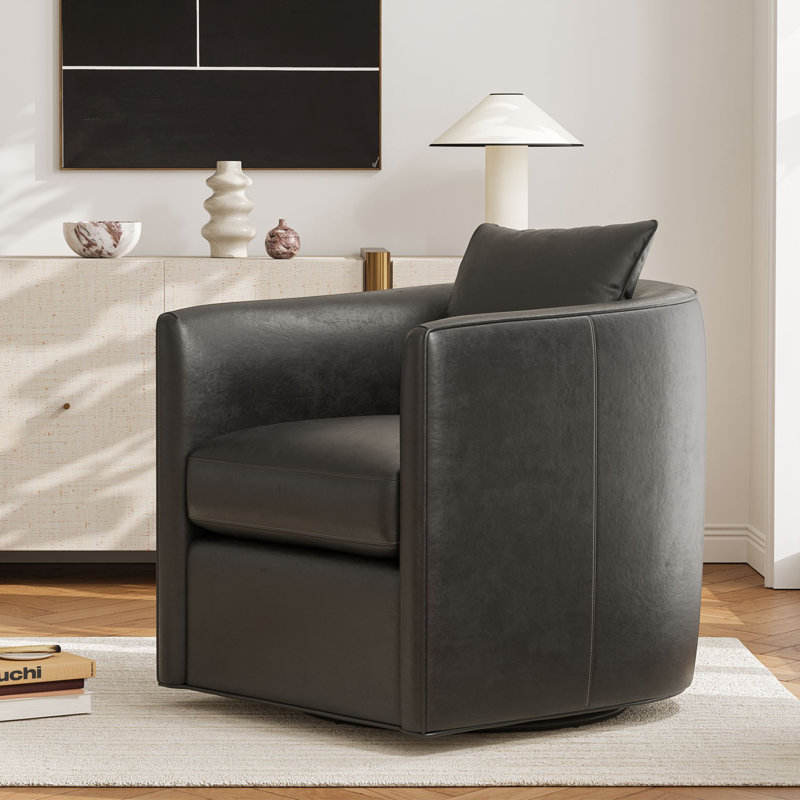 Pivotant en cuir Kimura, couleur noire