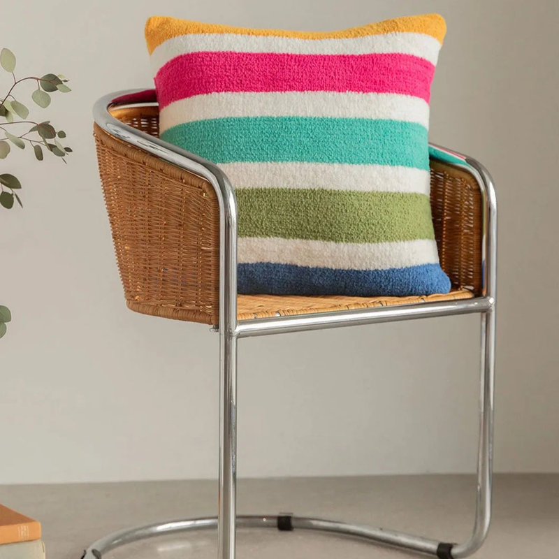 Burano Square Pillow Cover & Insert, Vibrant Striped