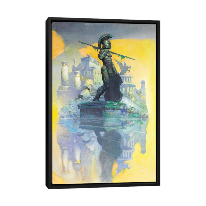 « Atlantis » par Frank Frazer-impression, Pas de tapis, Toile avec cadre noir, H 60 po x l 40po x P 1,5 po