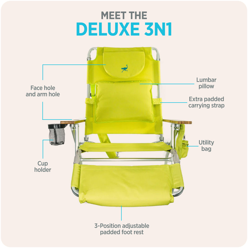  Deluxe 3N1 Lightweight Outdoor Beach Lounge Chair & Custom Fitted Towel, Yellow