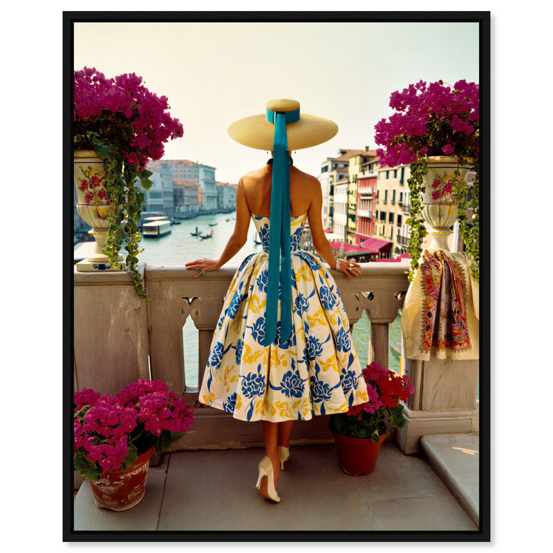 Venice Balcony Canvas Buildings & Cityscapes Print by Oliver Gal, Black Frame, 16 x 20, 37"H x 46"W, Black Floater Frame