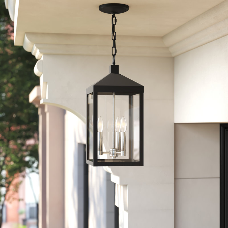 Lanterne suspendue d'extérieur à 3 lumières Inniss, Noir, H 18,5 po x l 8,25 po x P 8,25 po
