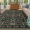 Tapis 10 x 13 pour le salon, tapis lavables antidérapants à poils courts, tapis floral doux pour le salon, la chambre à coucher, la salle à manger, vert