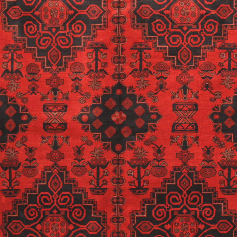 Tapis de 6 pi 6 pi 9 pi 9 laine noué la à la main one-of-kind-khal mohammadi rouge Afghan
