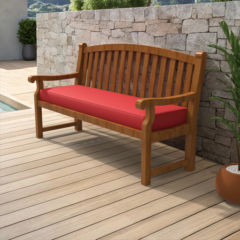 Sunbrella Bench Seat Cushion, Canvas Jockey Red