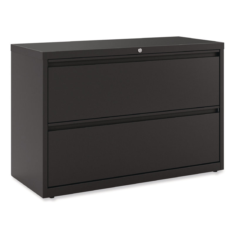 Black Steel 2-Drawer Lockable Lateral File Cabinet
