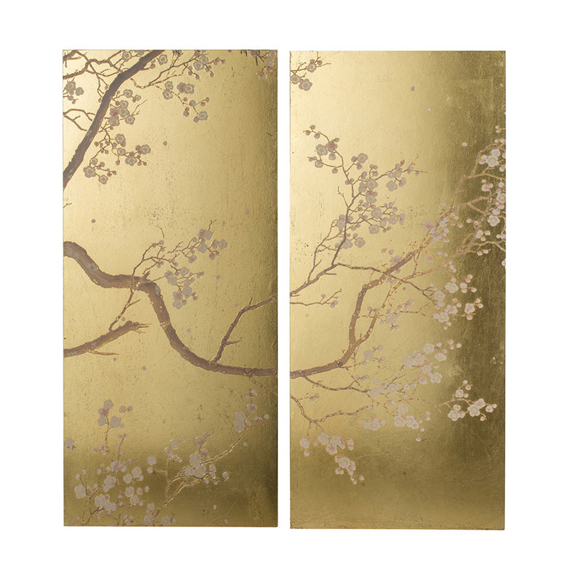 Motif floral divisé sur toile, 2 pièces minimalistes