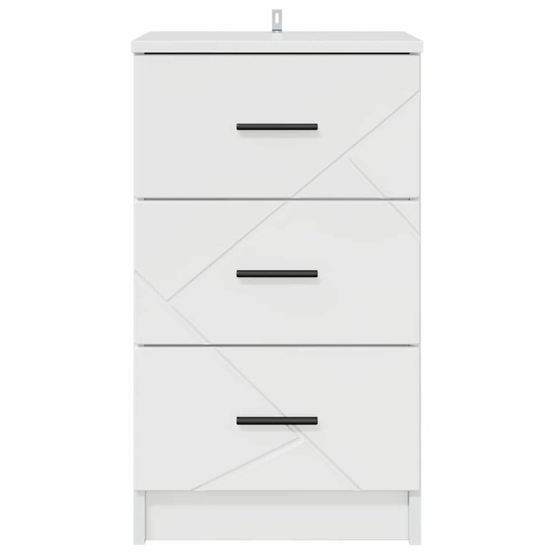 38cm W Manufactured Wood Bedside Table, High Gloss White