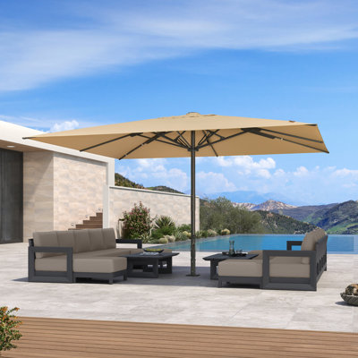 Parasol de table semi-automatique pour l'extérieur