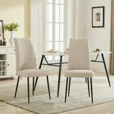 Chaise de salle à manger en velours de 2 pièces avec repose-pieds en fer réglable de style contemporain pour une décoration intérieure