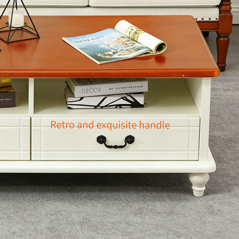 Table basse moderne avec tiroir et pieds gourdes, 17.71" H x 47.24" L x 23.62" W, Amber Yellow, Beige