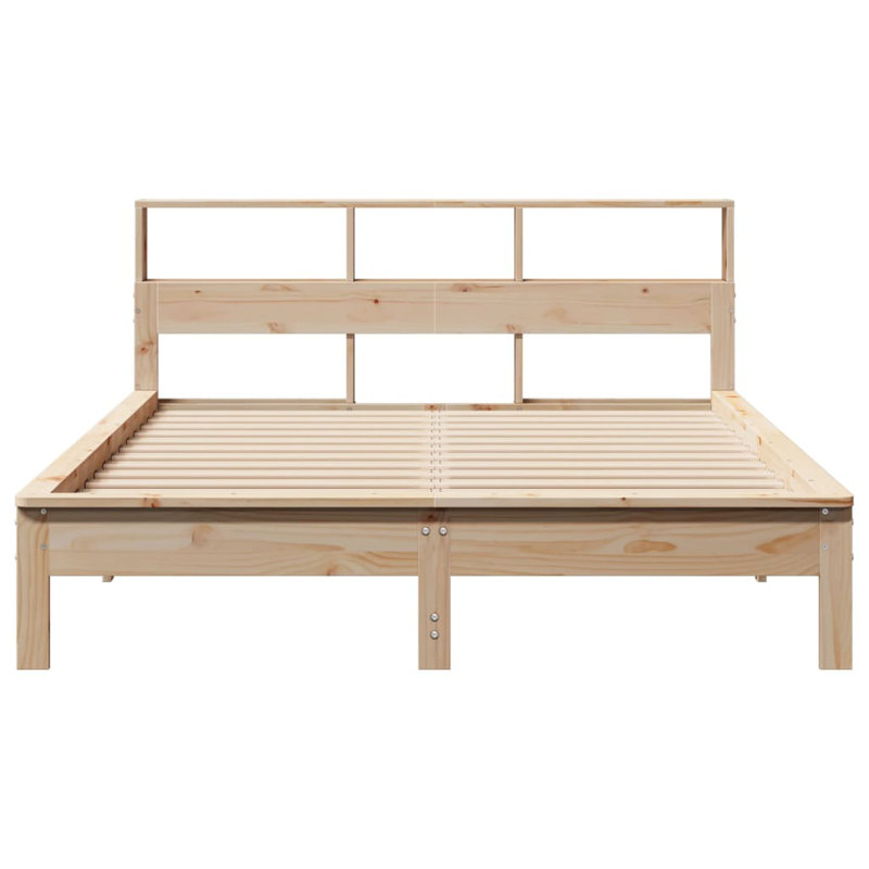 Shaylene Solid Wood Bed, Brown, 80cm H x 220.5cm W x 152cm D