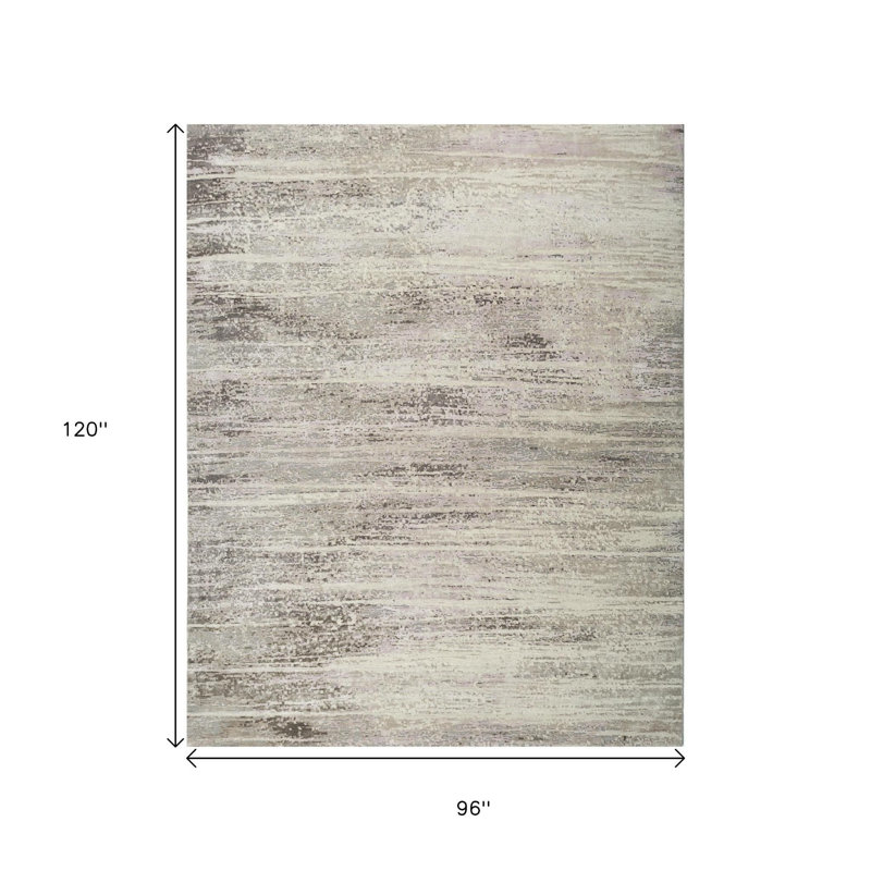 Tapis abstrait brun noué à la main 8 pi x 10 pi