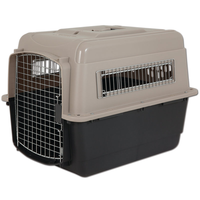 Taupe and Black 28" Airline Approved Plastic Pet Carrier