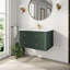Meuble-lavabo flottant vert pré-assemblé avec lavabo en acrylique et structure en bois massif-129755275