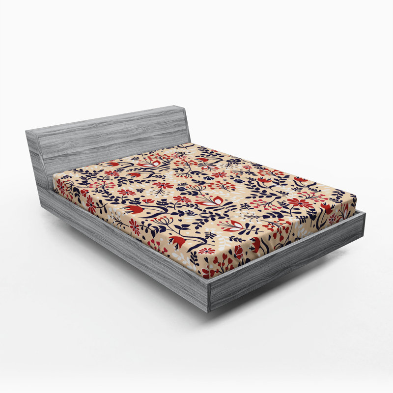 Microfiber Floral Fitted Sheet, Queen Fitted Sheet