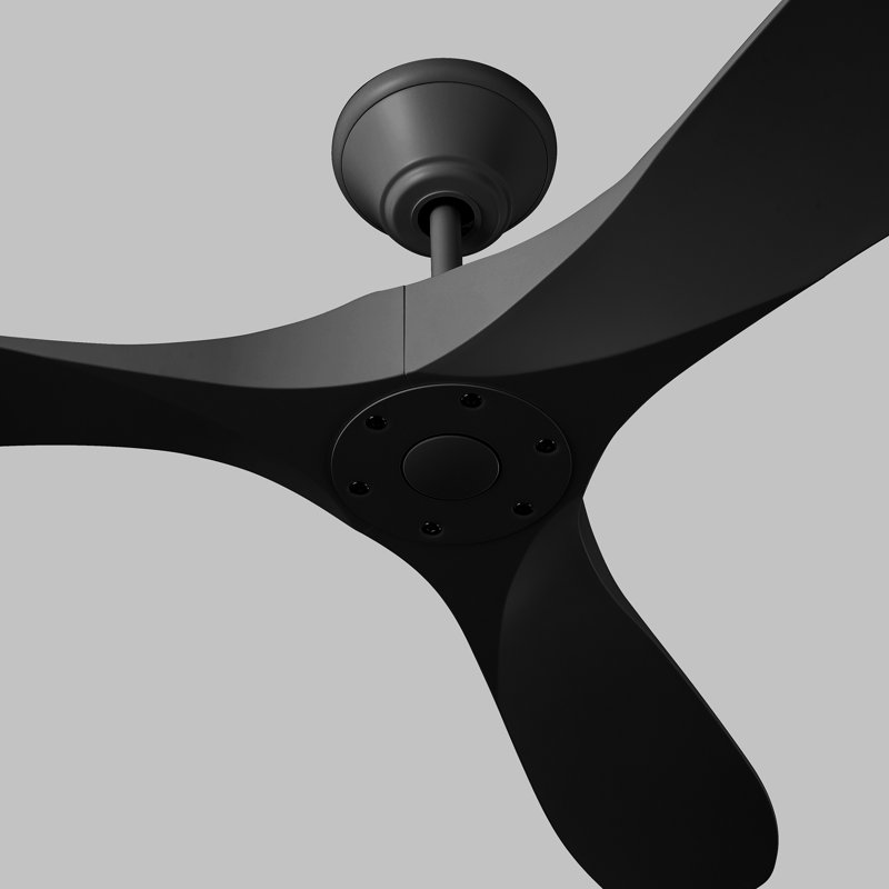 Outdoor Downrod Ceiling Fan, Midnight Black, 52"