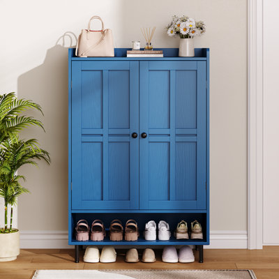 Armoire à chaussures Aleatha 6 paires à 24 paires avec portes et tablettes réglables pour le vestibule