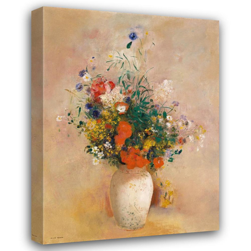 "Vase de fleurs" par Odilon Redon - Art mural sur toile tendue avec châssis, H 24 po x l 17 po