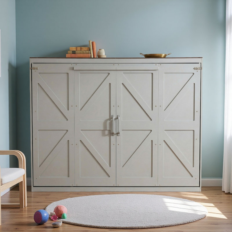 Grand lit escamotable mural et USB, Gris