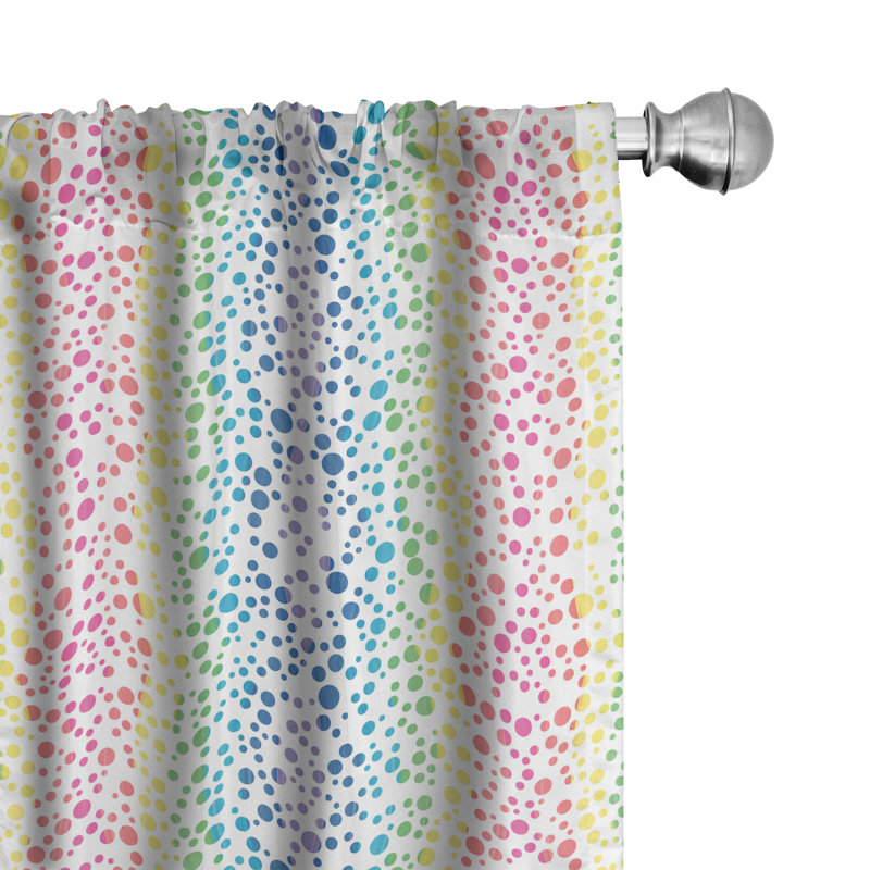 Polka Dots Semi-Sheer Rod Pocket Curtain Panels, 28" x 84"