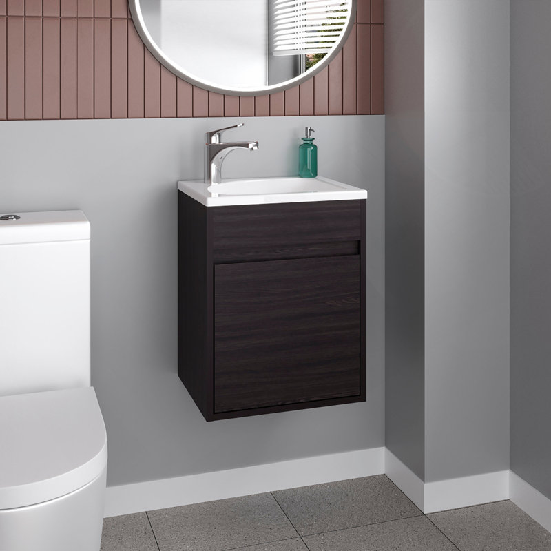 Meuble-lavabo Furman avec porte simple et tablette ouverte, Noir