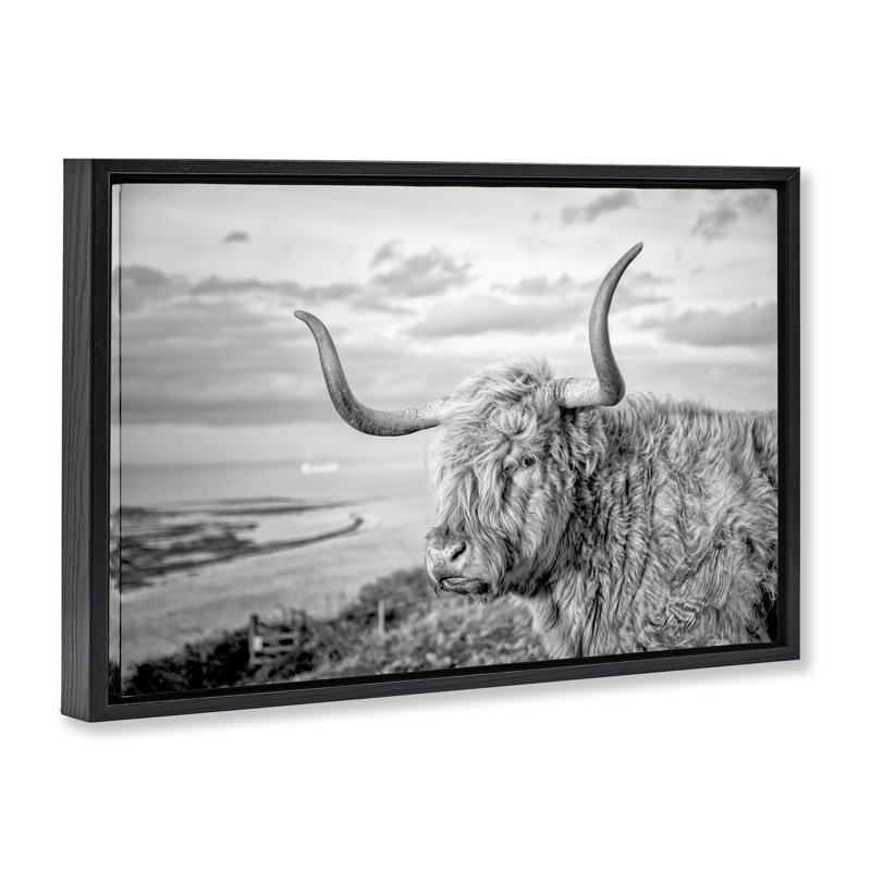 Bétail avec toile flottante encadrée Ocean Breeze par Jasper Huish, Cadre flottant noir de jais, H 21 po x l 31 po