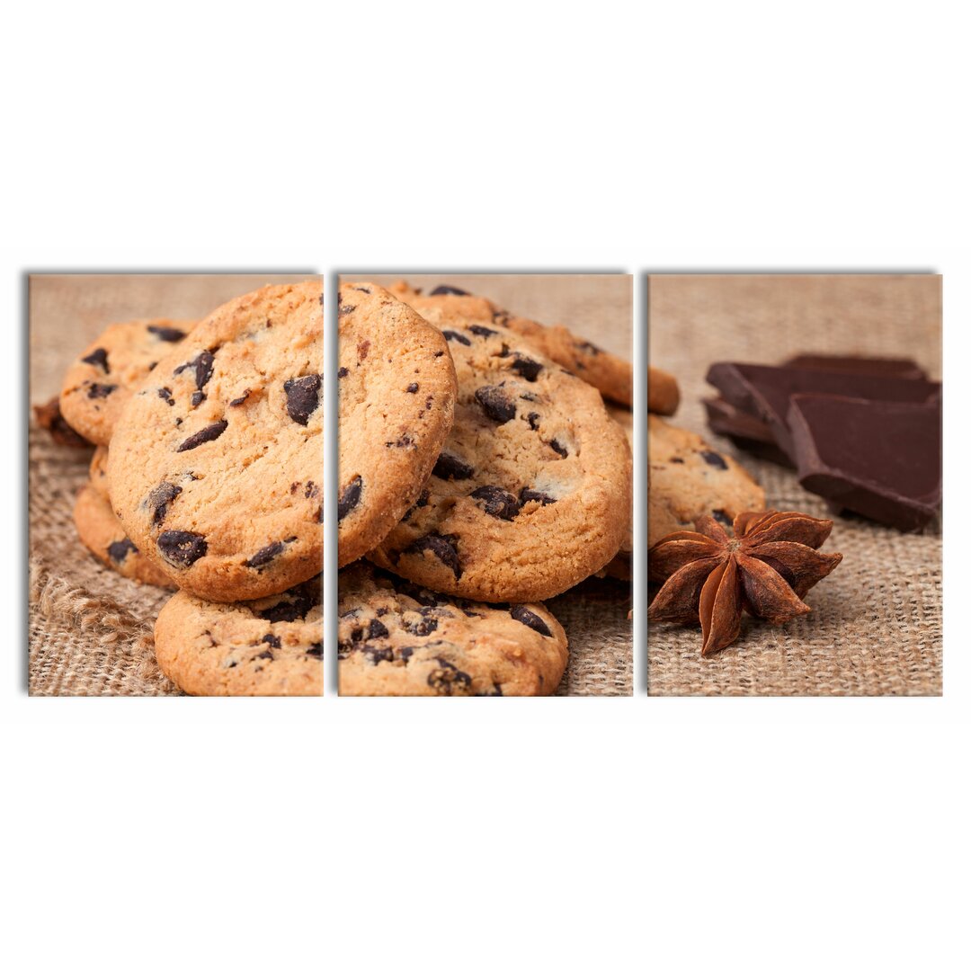 3-tlg. Leinwandbilder-Set Chocolate Chip Cookies