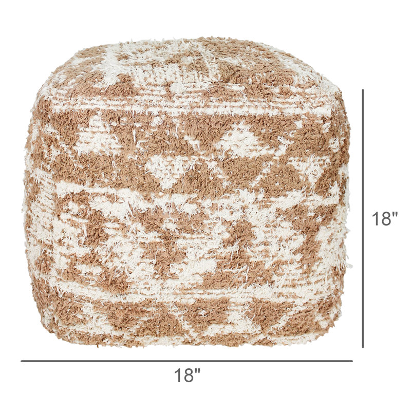 Repose-pieds rembourré Coltun, 100% coton beige / orange