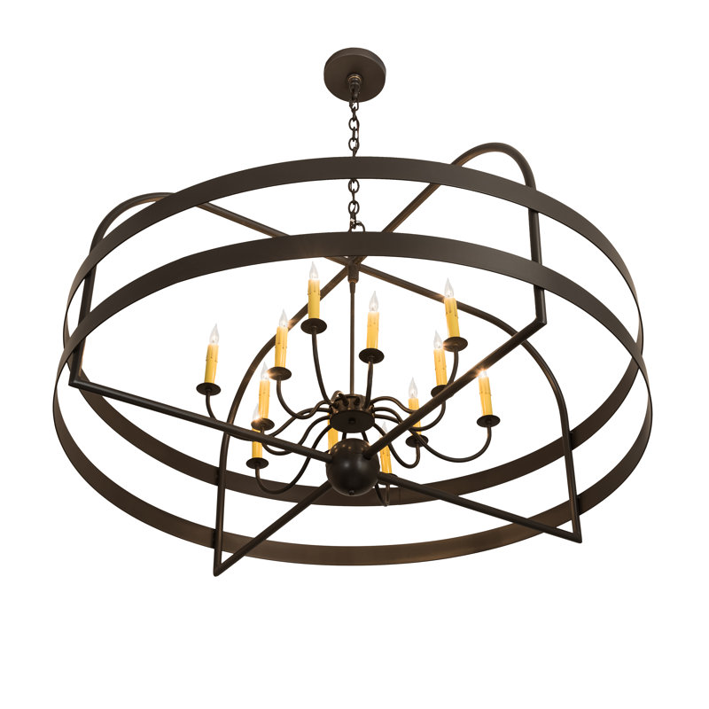 Timeless Bronze 12-Light Geometric Candle Chandelier