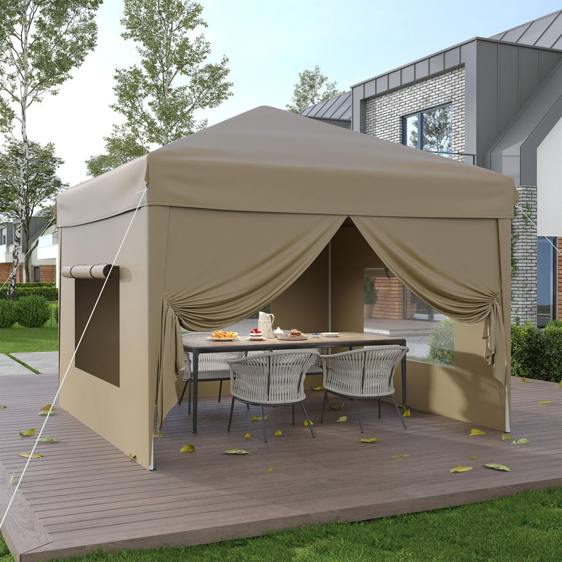 10x10 Pop Up Canopy Tent with 4 SideWalls, Brown
