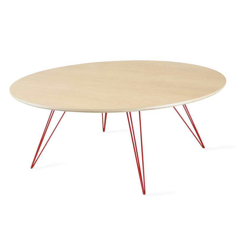 Williams Single Coffee Table, 18" H x 46" L x 46" W, Red, Maple