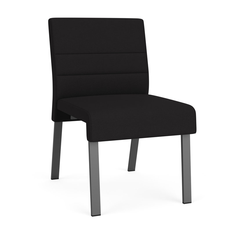 Chaise d'invité sans accoudoirs Waterfall, Gris anthracite, Portes ouvertes en tissu noir