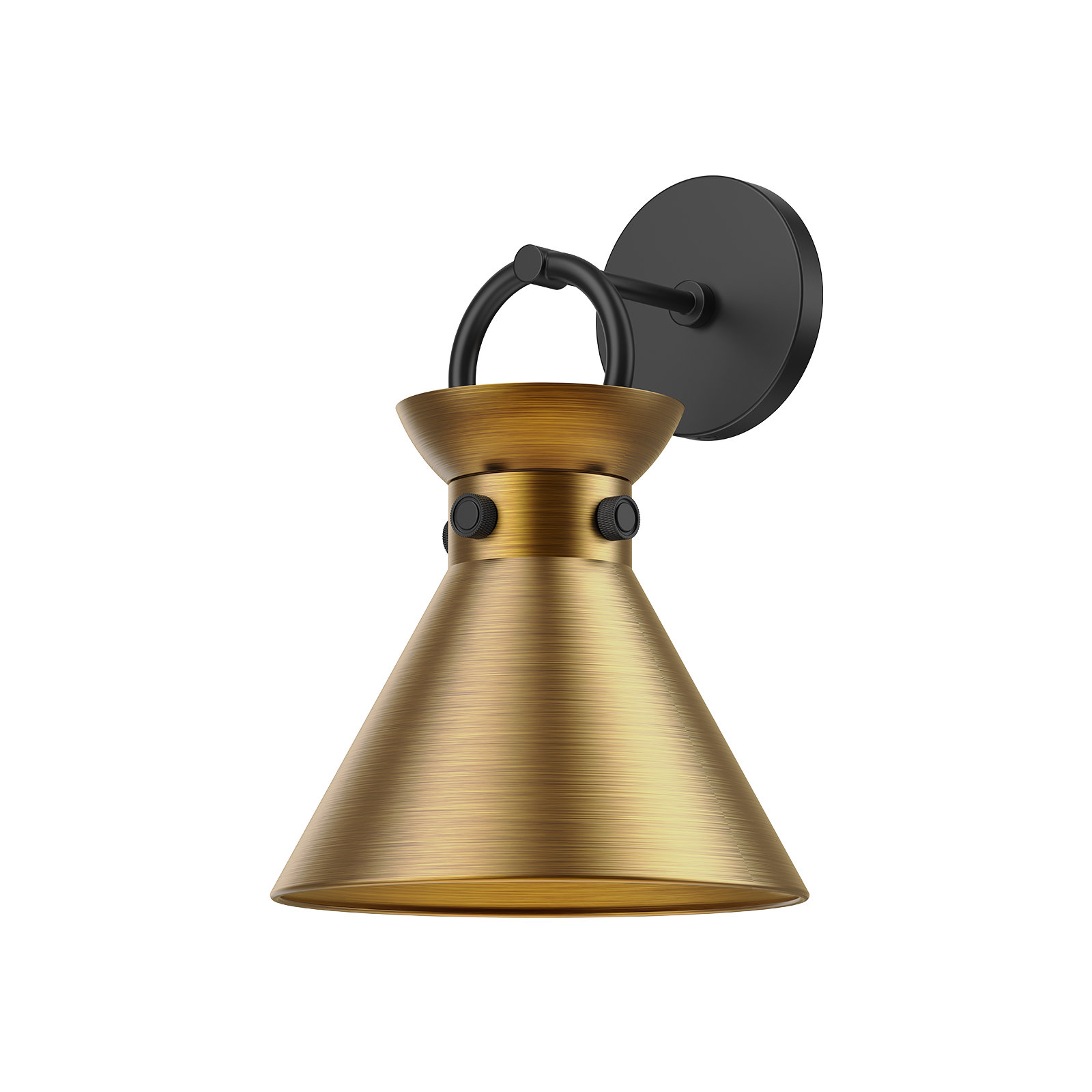 Tiney Single Light Dimmable Armed Sconce, Aged Gold, Matte Black