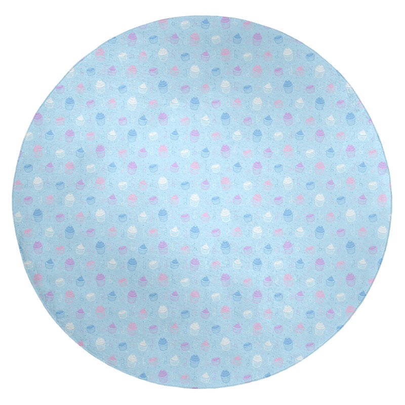 Tapis de zone bleu classic petits gâteaux, Rond 5 pi