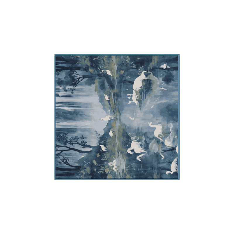 Tapis bleu soyeux et moelleux, Carré 8 pi