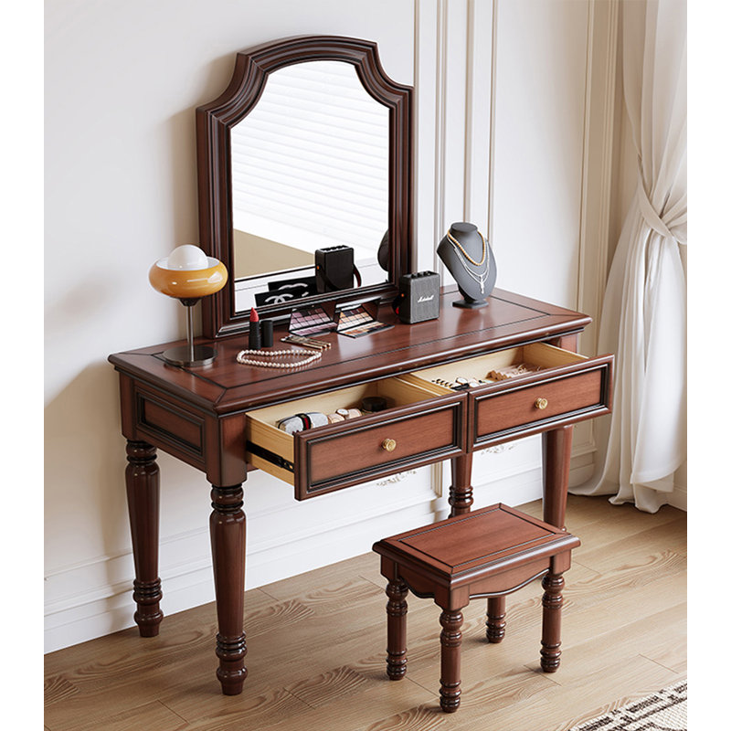 American Style Solid Wood Vanity Table for Home Bedroom