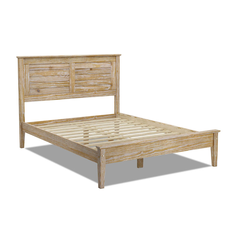 Greenport Solid Wood Louvered Bed, Queen, Brushed Driftwood