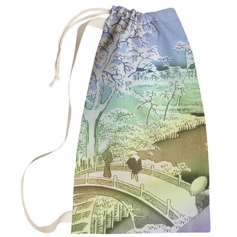 Macintyre Fabric Laundry Bag with Handles, Large (76.5" H x 29.5" W x 1.5" D), Blue/Ombre